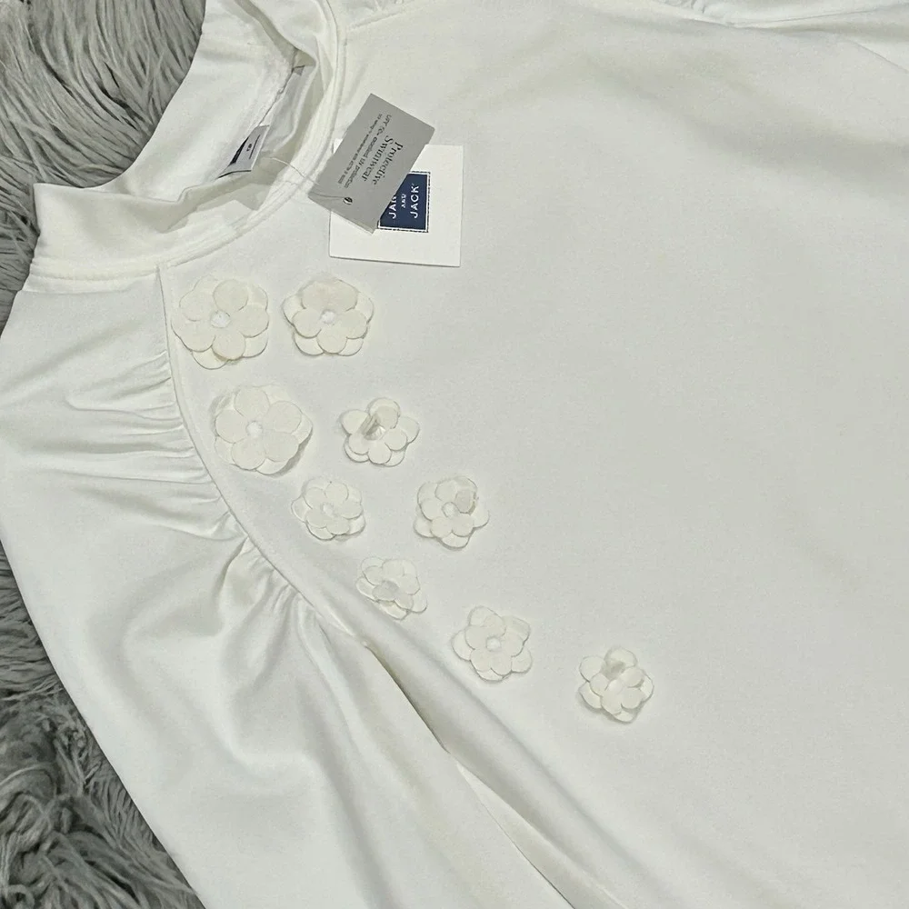 Janie &‎ Jack Girls White Floral Embellished Swim Top Size 12 NWT